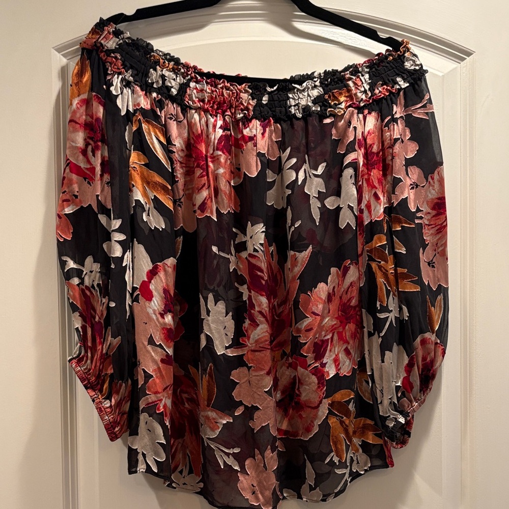 White House Black Market Multicolor Off-Shoulder Blouse